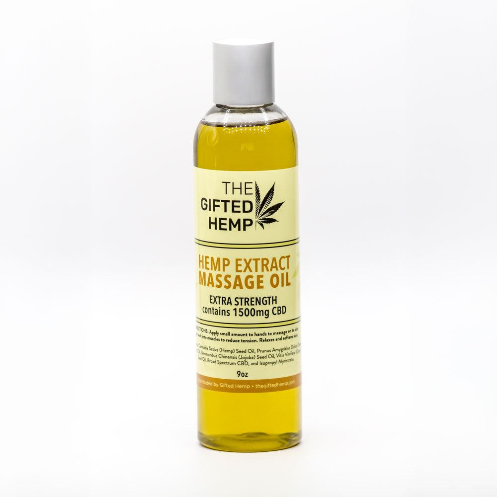 Bottle of Hemp Extract Massage Oil 